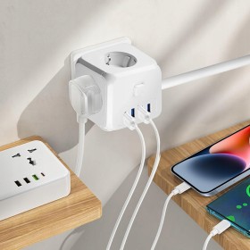 Przedłużacz 7w1 3xAC 2xUSB 2xUSB-C 20W ON/OFF szybka ładowarka listwa 1.5m