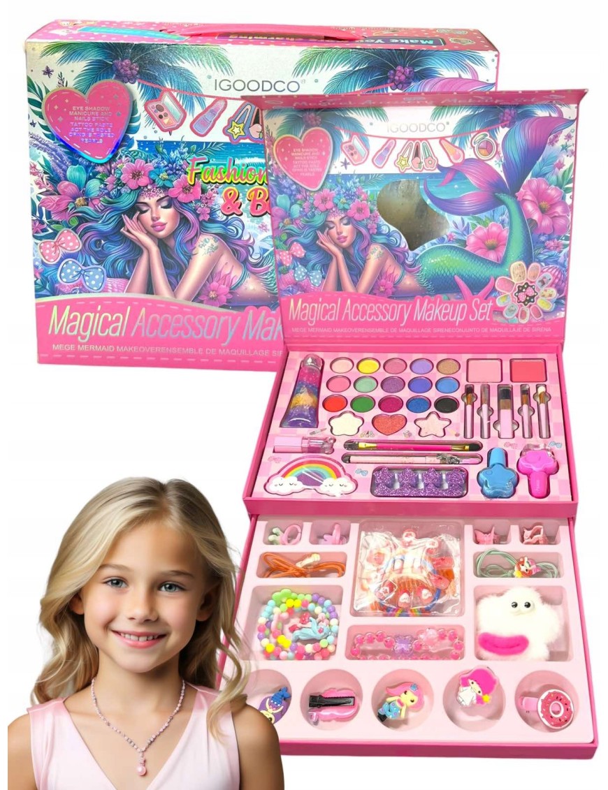 KUFEREK KOSMETYKÓW MAKEUP ZESTAW DO MALOWANIA MAKIJAŻU I PAZNOKCI XXL