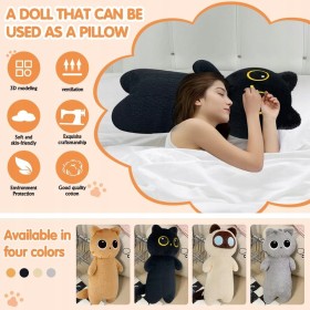 MASKOTKA PLUSZAK PODUSZKA KOT CZARNY DŁUGI 70 cm