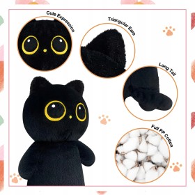 MASKOTKA PLUSZAK PODUSZKA KOT CZARNY DŁUGI 90 cm