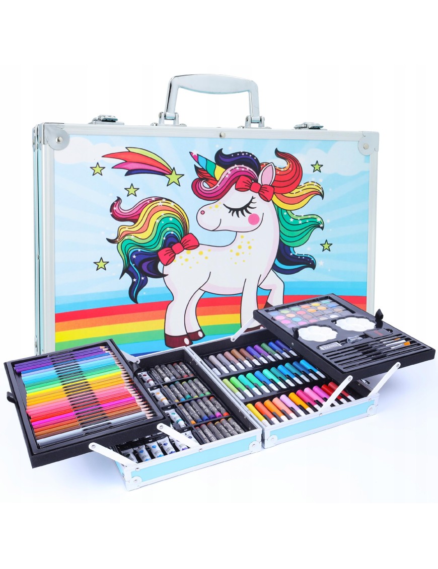 Zestaw Artystyczny Plastyczny Do Malowania Kredki Walizka 144el Dla Dzieci