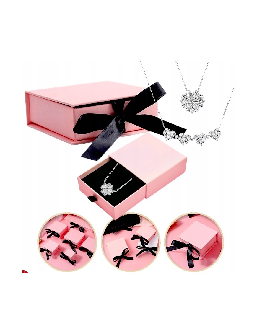NASZYJNIK SERCE PREZENT DLA KOBIETY WALENTYNKI ZESTAW PUDEŁKO NA BIŻUTERIĘ