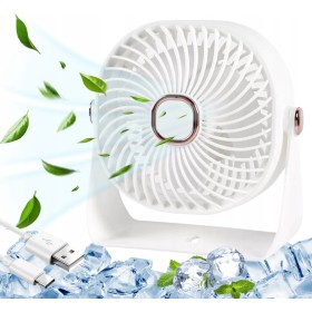 Mini wentylator na biurko mały WIATRAK stołowy BEZPRZEWODOWY do domu BIAŁY