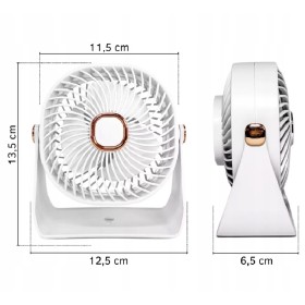 Mini wentylator na biurko mały WIATRAK stołowy BEZPRZEWODOWY do domu BIAŁY