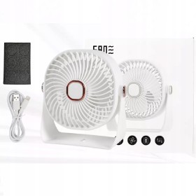Mini wentylator na biurko mały WIATRAK stołowy BEZPRZEWODOWY do domu BIAŁY