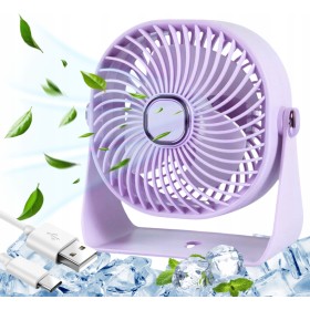 Mini wentylator na biurko mały WIATRAK stołowy BEZPRZEWODOWY FIOLETOWY