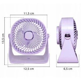 Mini wentylator na biurko mały WIATRAK stołowy BEZPRZEWODOWY FIOLETOWY