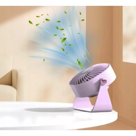 Mini wentylator na biurko mały WIATRAK stołowy BEZPRZEWODOWY FIOLETOWY