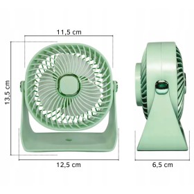 Mini wentylator na biurko mały WIATRAK stołowy BEZPRZEWODOWY ZIELONY