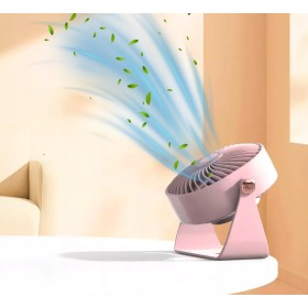 Mini wentylator biurkowy mały WIATRAK stołowy BEZPRZEWODOWY DO DOMU RÓŻOWY