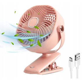 Wentylator biurkowy wiatrak bezprzewodowy stojący + klips 1200mAh USB biały