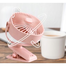 Wentylator biurkowy wiatrak bezprzewodowy stojący + klips 1200mAh USB biały