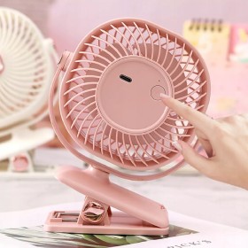 Wentylator biurkowy wiatrak bezprzewodowy stojący + klips 1200mAh USB biały