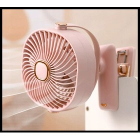 Wentylator biurkowy wiatrak bezprzewodowy stojący + klips 1200mAh USB biały