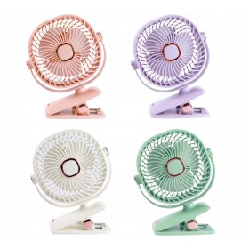 Wentylator biurkowy wiatrak bezprzewodowy stojący + klips 1200mAh USB biały