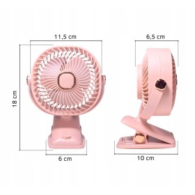 Wentylator biurkowy wiatrak bezprzewodowy stojący + klips 1200mAh USB biały