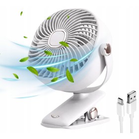 Wentylator biurkowy Mały wiatrak bezprzewodowy stojący + klips 1200mAh USB