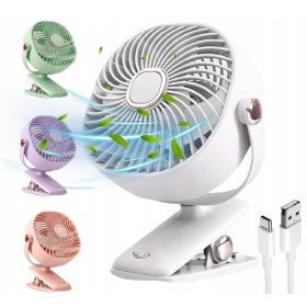 Wentylator biurkowy Mały wiatrak bezprzewodowy stojący + klips 1200mAh USB