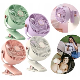 Wentylator biurkowy Mały wiatrak bezprzewodowy stojący + klips 1200mAh USB