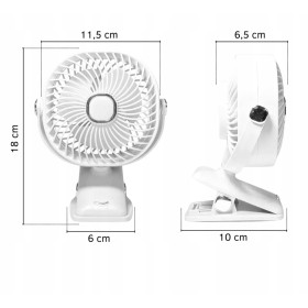 Wentylator biurkowy Mały wiatrak bezprzewodowy stojący + klips 1200mAh USB
