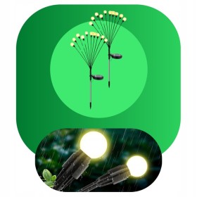 2 x LAMPA SOLARNA KULKI 10 LED WBIJANA LAMPKI 65CM CZUJNIK KULECZKI OZDOBNE