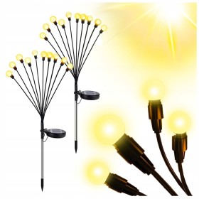 2 x LAMPA SOLARNA KULKI 10 LED WBIJANA LAMPKI 65CM CZUJNIK KULECZKI OZDOBNE