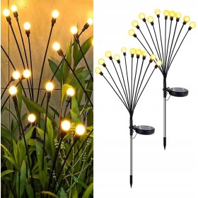 2 x LAMPA SOLARNA KULKI 10 LED WBIJANA LAMPKI 65CM CZUJNIK KULECZKI OZDOBNE