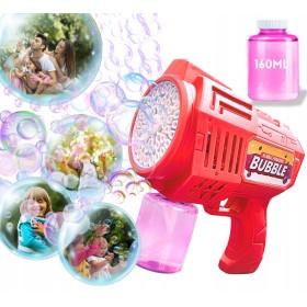 ZESTAW Duży PISTOLET NA BAŃKI 40 OTWORÓW MASZYNA DO BANIEK MYDLANYCH + PŁYN