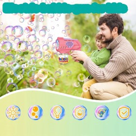 PISTOLET NA BAŃKI MASZYNA DO BANIEK NA BATERIE + PŁYN + 4szt BATERIE Różowy