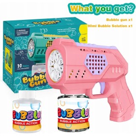 PISTOLET NA BAŃKI MASZYNA DO BANIEK NA BATERIE + PŁYN + 4szt BATERIE Różowy