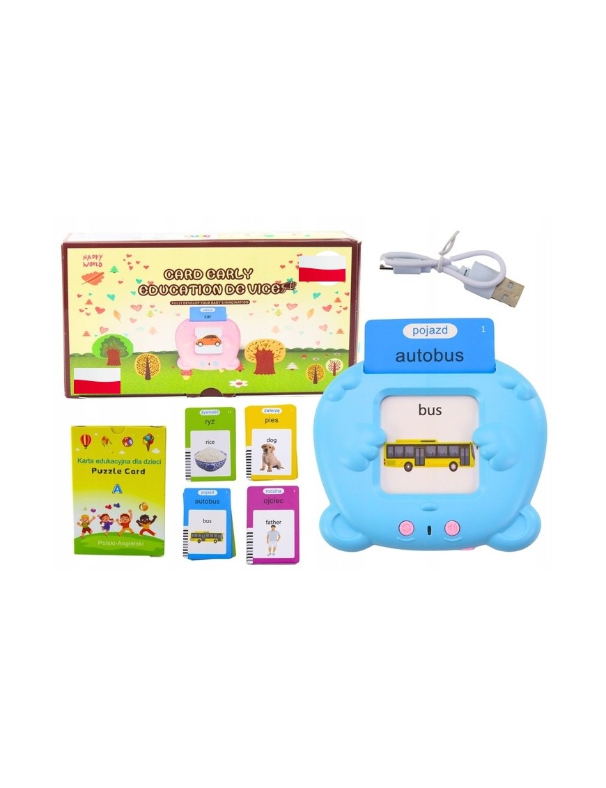 Czytnik Kart Do Nauki słówek POLSKI i ANGIELSKI 448 SŁÓW III TRYBY JĘZYKÓW