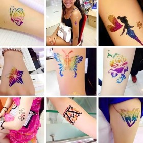 DUŻY ZESTAW DO ROBIENIA TATUAŻY SZABLONY TATUAŻE BROKAT ZMYWALNE PREZENT XL