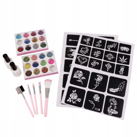 DUŻY ZESTAW DO ROBIENIA TATUAŻY SZABLONY TATUAŻE BROKAT ZMYWALNE PREZENT XL