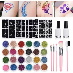 DUŻY ZESTAW DO ROBIENIA TATUAŻY SZABLONY TATUAŻE BROKAT ZMYWALNE PREZENT XL