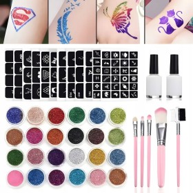 DUŻY ZESTAW DO ROBIENIA TATUAŻY SZABLONY TATUAŻE BROKAT ZMYWALNE PREZENT XL