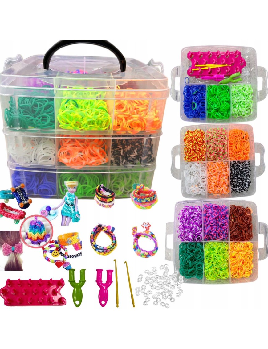 Zestaw do robienia bransoletek z gumek gumki KUFEREK div dla dziewczynki
