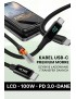 Kabel do ładowania USB-C 100W 1.5m LCD PD QC 3.0 5A laptop telefon dane