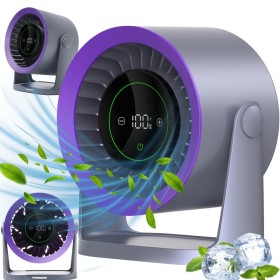 WENTYLATOR BIURKOWY WIATRAK STOŁOWY akumulatorowy LCD 100trybów mocny cichy