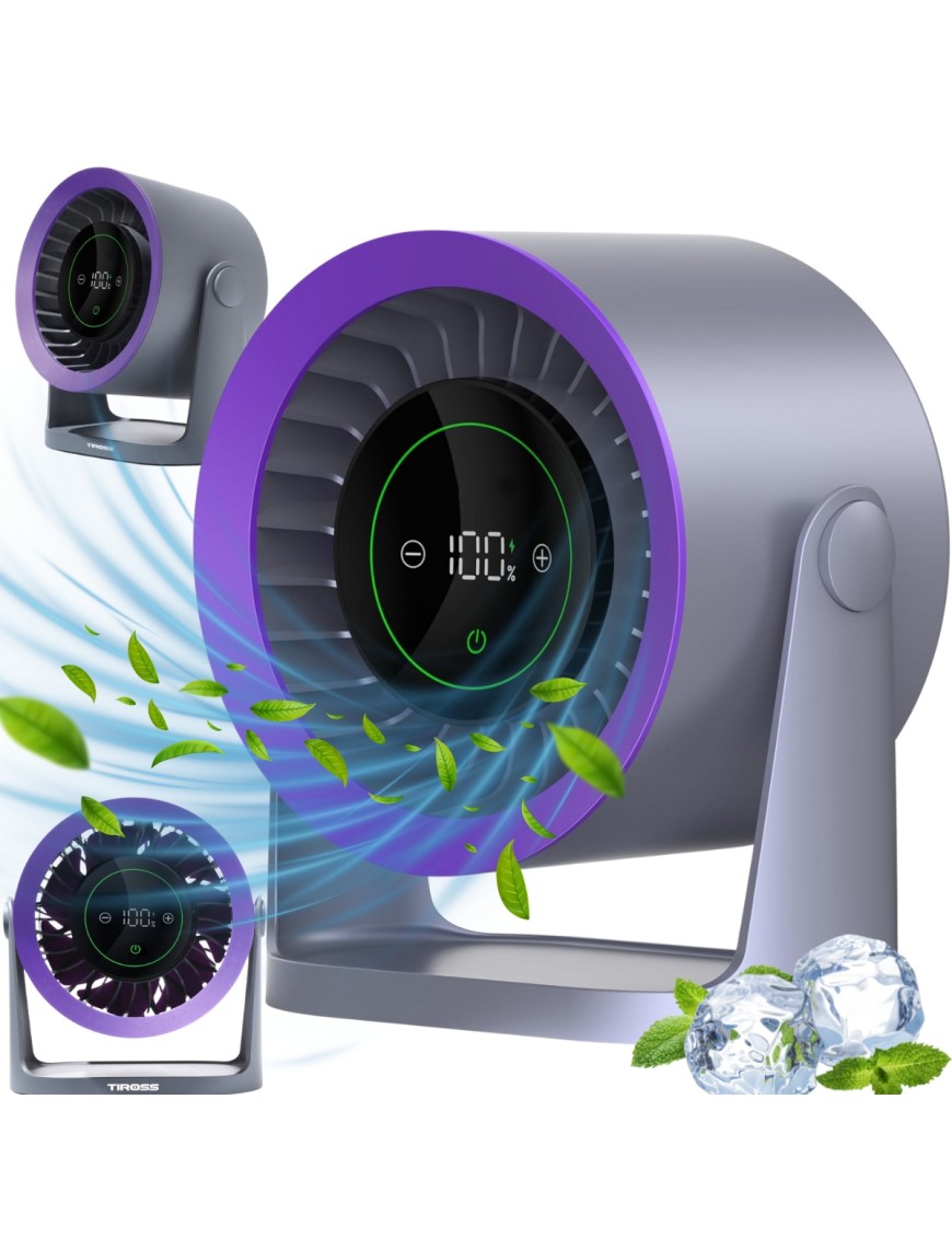 WENTYLATOR BIURKOWY WIATRAK STOŁOWY akumulatorowy LCD 100trybów mocny cichy