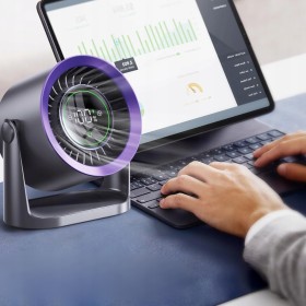 WENTYLATOR BIURKOWY WIATRAK STOŁOWY akumulatorowy LCD 100trybów mocny cichy