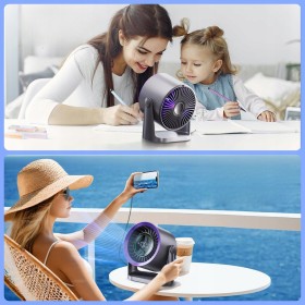 WENTYLATOR BIURKOWY WIATRAK STOŁOWY akumulatorowy LCD 100trybów mocny cichy