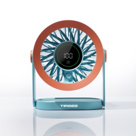 WIATRAK biurkowy USB-C mini wentylator cichy mocny LCD WIATRACZEK fioletowy