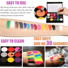 FARBY DO TWARZY ZMYWALNE FARBKI DO MALOWANIA CIAŁA ZESTAW 15 KOLORÓW DZIEC