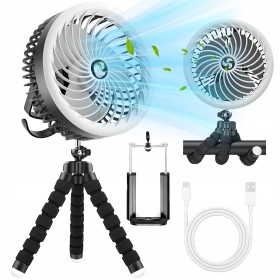 Wentylator stołowy Tiross Ścienny biurkowy wentylator akumulatorowy czarny