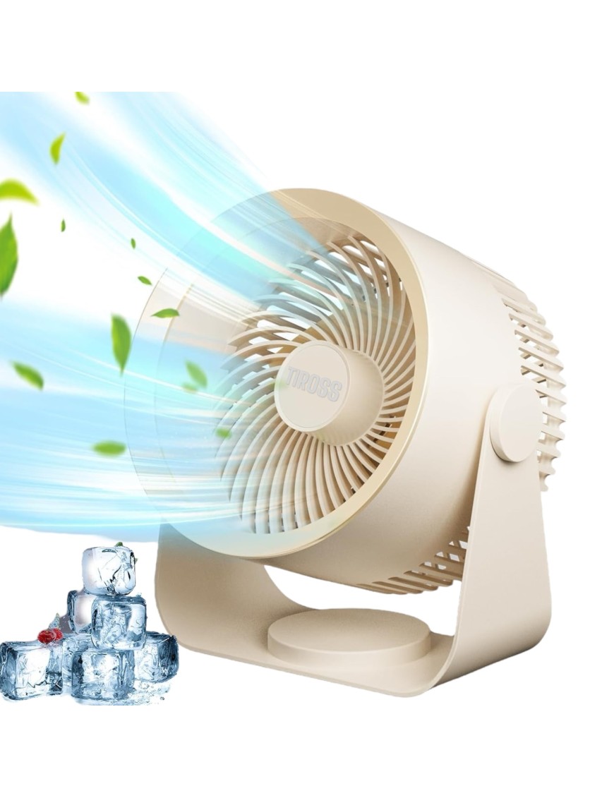 Wentylator wiatrak biurkowy domowy TIROSS cichy czarny cyrkulator TS2283