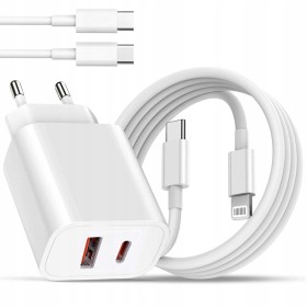 ZESTAW | SZYBKA ŁADOWARKA SIECIOWA USB TYPE-C + KABEL USB - C| PD20W 3000mA