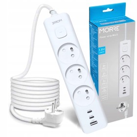 Przedłużacz listwa 3xAC 2xUSB-C 1xUSB-A 1.5m ON/OFF 3680W do biura domu