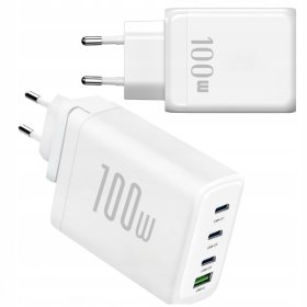 Szybka ładowarka GaN 100W 3xUSB-C 1xUSB PD QC3.0 laptop tablet + kabel 1.5M