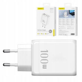 Szybka ładowarka GaN 100W 3xUSB-C 1xUSB PD QC3.0 laptop tablet + kabel 1.5M