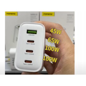 Szybka ładowarka GaN 100W 3xUSB-C 1xUSB PD QC3.0 laptop tablet + kabel 1.5M